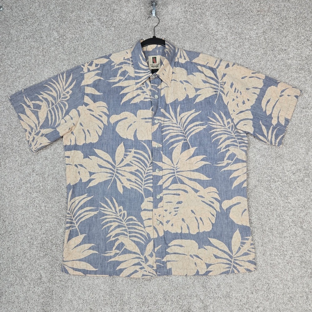 Vintage Tori Richard Reverse Print Hawaiian Shirt Cotton Mens Large USA Made
